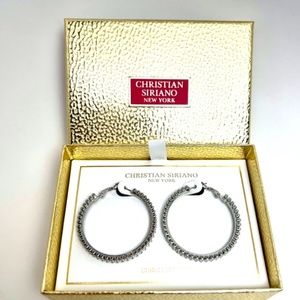 NWT CHRISTIAN SIRIANO CUBIC ZIRCOMIA HOOP EARRINGS